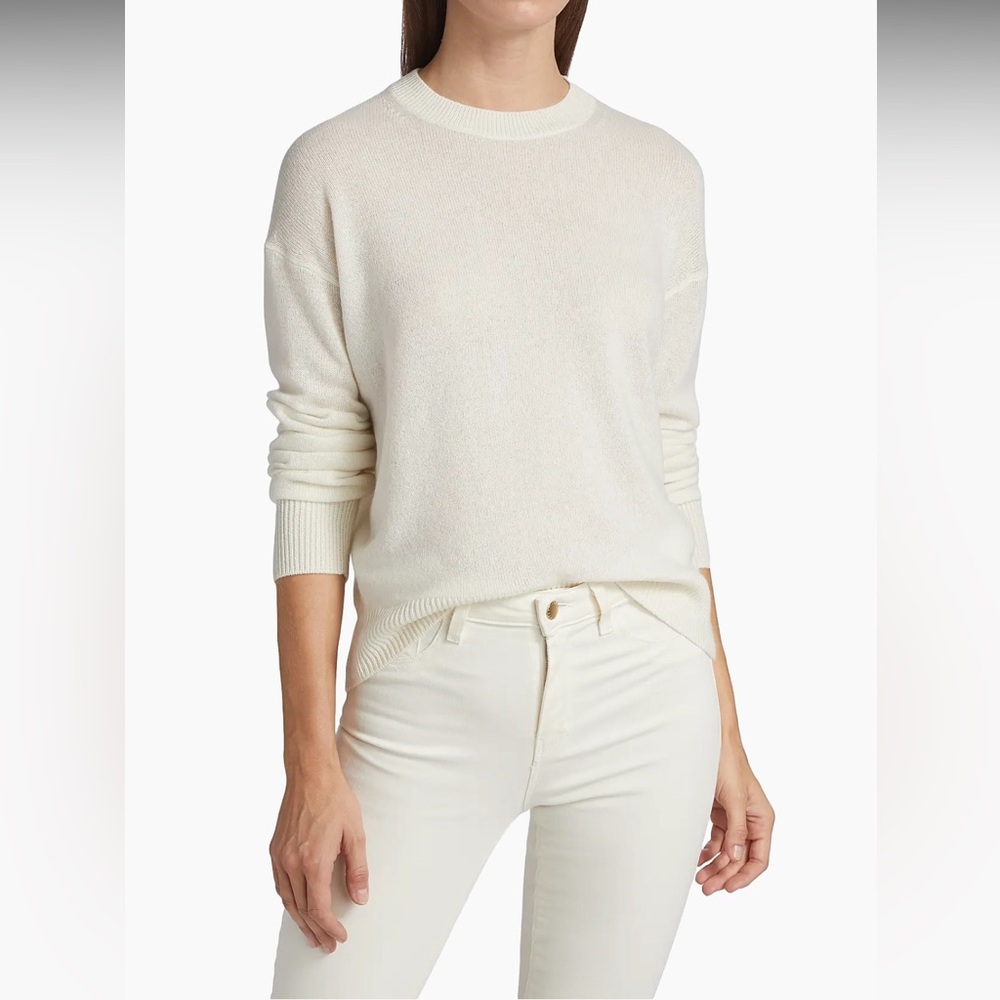 Theory Easy Cashmere Ivory Crewneck Sweater 100% Cashmere Women’s M NWT